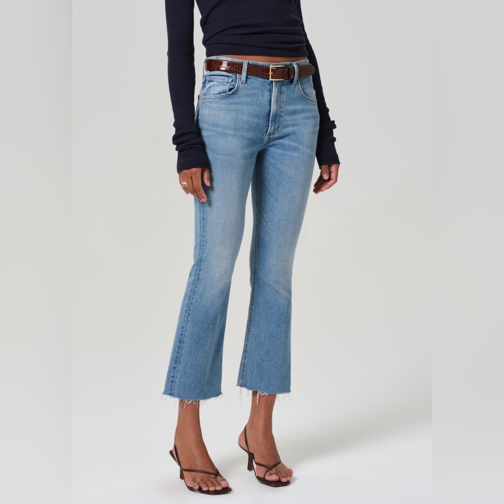 Citizens Of Humanity Light Blue Cropped Fray Hem Jeans